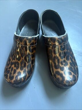 Leopard Print Dansko Patent Leather clogs